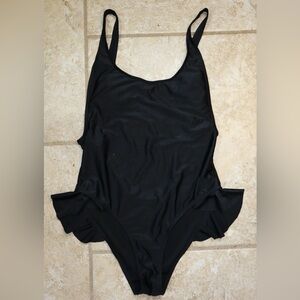 Black Retro Tank Maillot One Piece Cheeky Swimsuit SIZE MEDIUM